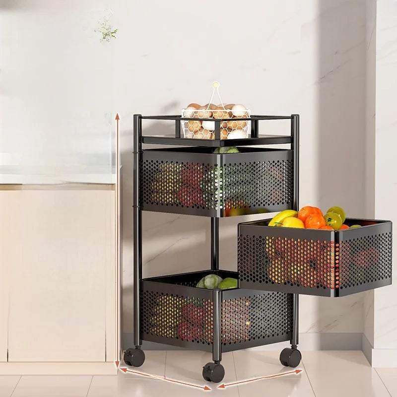 Home Use Rotating Multi-Layer Mobile Storage Ra Frie  Vegetable Fruit Storage elf Kitchen Organization No Installation
