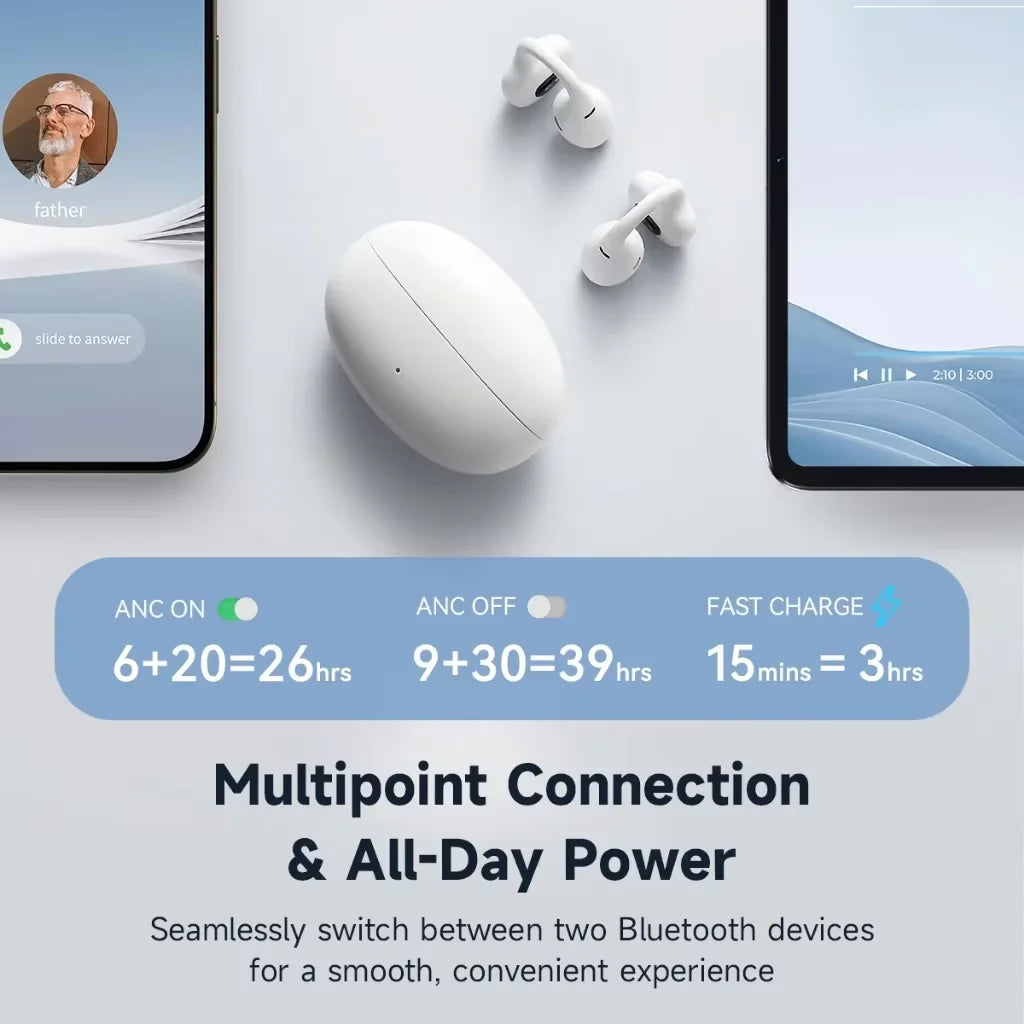 EDIFIER LolliClip Open-ear True Wireless Earbuds Multipoint Connection Adaptive ANC Earphone Hi-Res LDAC IP56 Bluetooth 5.4