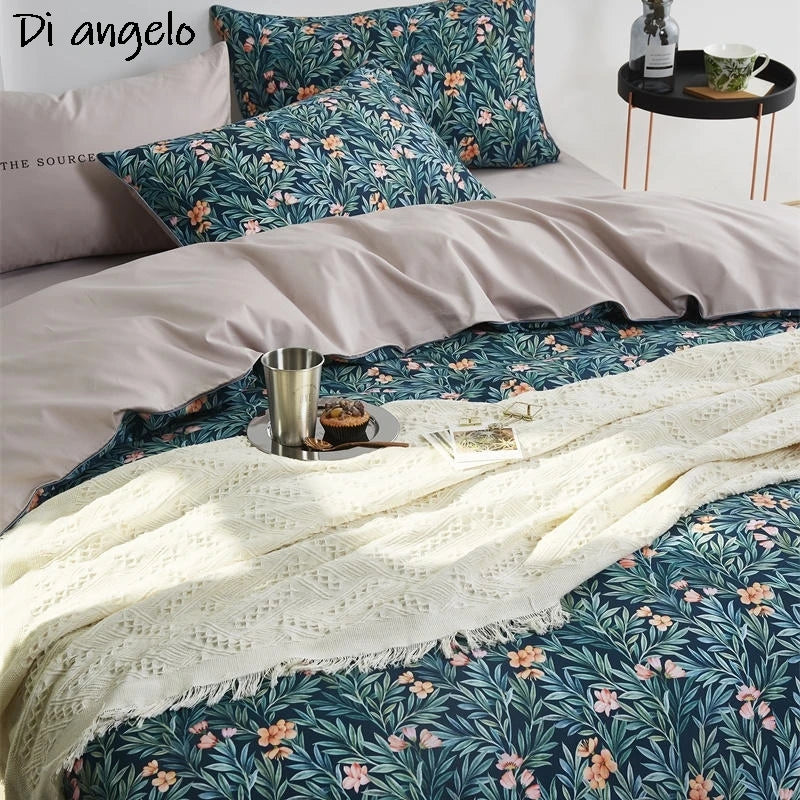 600TC Egyptian Cotton RU Europe RU Double Flower Digital Printing Bedding Sets, Bed Linen Duvet Cover Set Bed Sheet,Pillowcase#/
