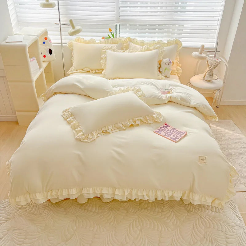 Bedding Set European Simple Large Family Set Large Quilt Cover Home Comfortable Quilt Cover Pillow Cover Bed Sheet