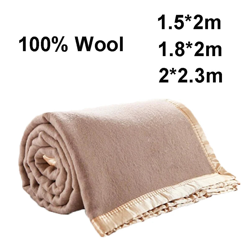100% Wool Blankets 1.5*2/1.8*2/2*2.3m Fleece Blanket Sleeping Warm Comforter Blankets For Winter Adult Children Bedding Camping