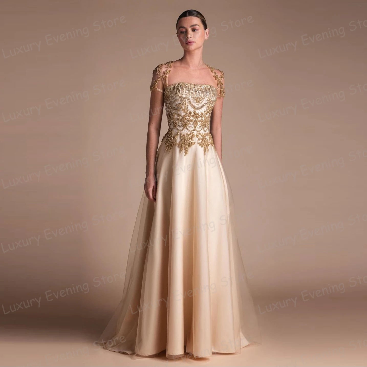 Simple Evening Dresses Woman's A Line Prom Gowns Appliques Tulle Fashion Backless Party 2026 Customized فساتين سهرات