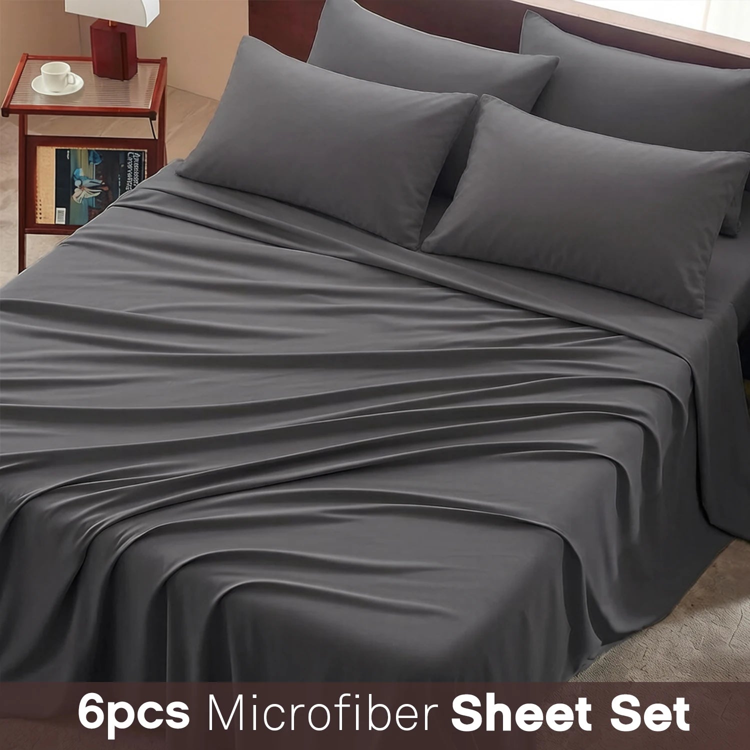 6pcs Bedding Set Soft Breathable - 2 Pillowcases 1 Flat Sheet 1 Fitted Sheet - Bed Sheet Set