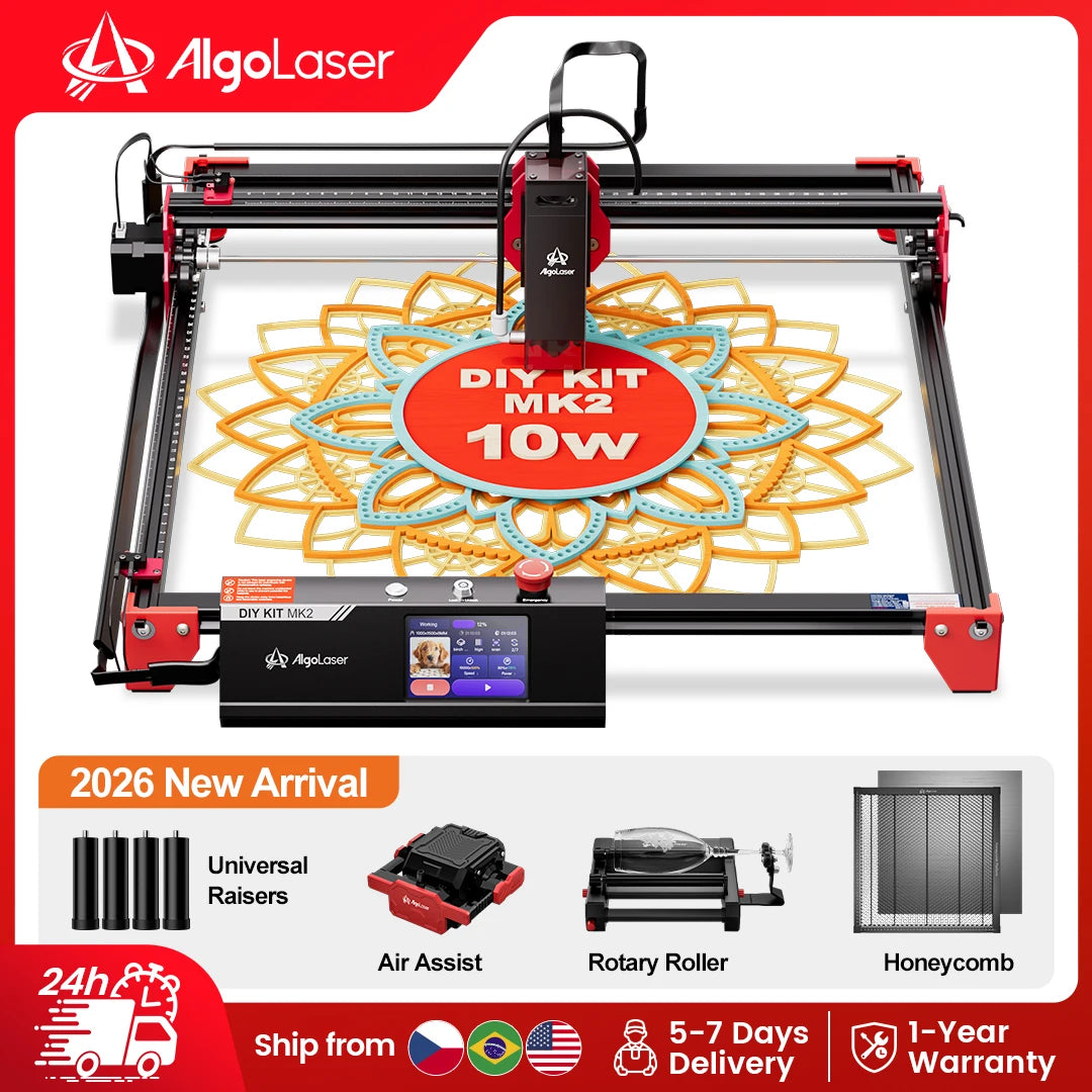 Algolaser DIY KIT MK2 Powerful Laser Engraver Cutter Tools Metal Glass Wifi/PC Wood CNC Lase Engraving Cutting Machine Printer