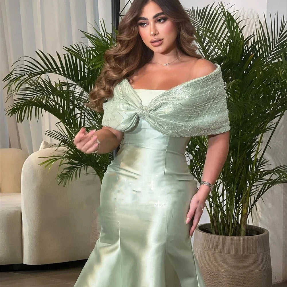 Customized Exquisite Classic High quality Bow Sequined Trumpet Boat Neck Midi Dresses Cocktail Dresses Formal Fashion