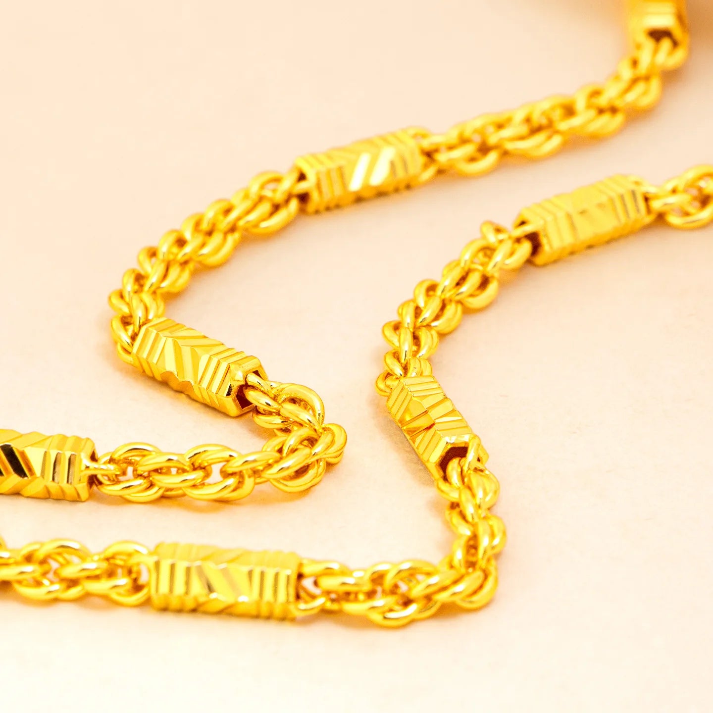 Luxury 24K 9999 Pure Gold real gold Thickness 5mm Hexagon Twist Necklace Men's Boss Necklace