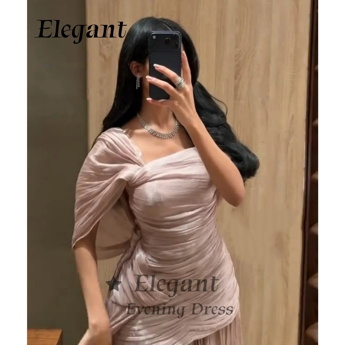Arabia Dubai Modern Women's Prom Dresses Pink Shimmer Slim Waist Evening Dresses For Events Woman Party Wedding Dress Customized