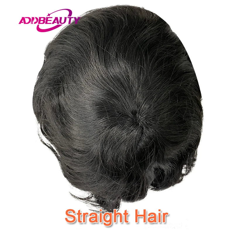 4mm Wave Afro Human Hair Wigs for Men Thin Skin Curly Male Toupee Human Hair PU 0.14cm Man's Wigs Capillary With Knots Natural
