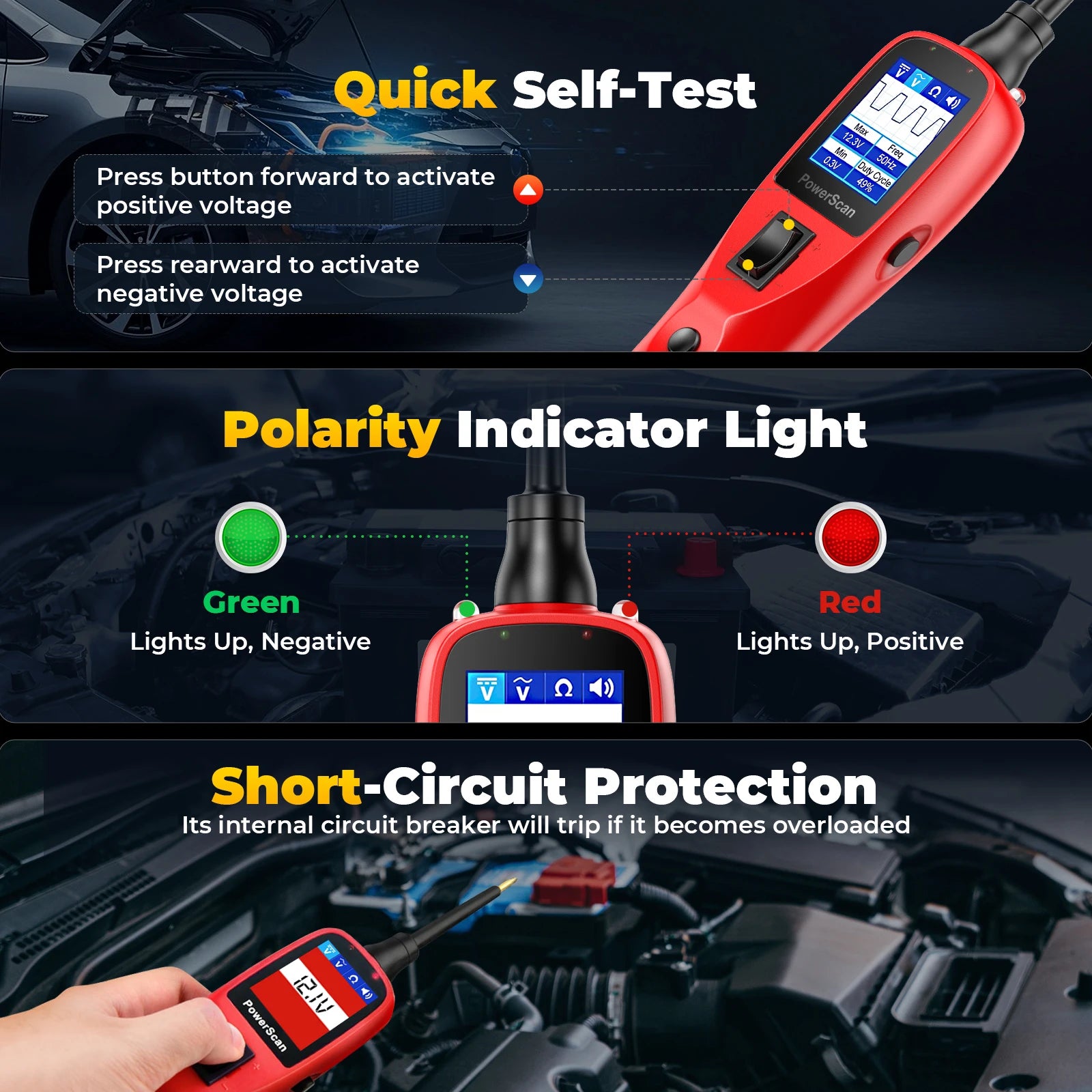 Autel Power Scan PS100 Car Circuit Tester, Universal 12V 24V Automotive Power Circuit Probe Kit with 40FT Cable, AC/DC/Continuity/Probe/Signal Test, Activate Component Electrical System Tool