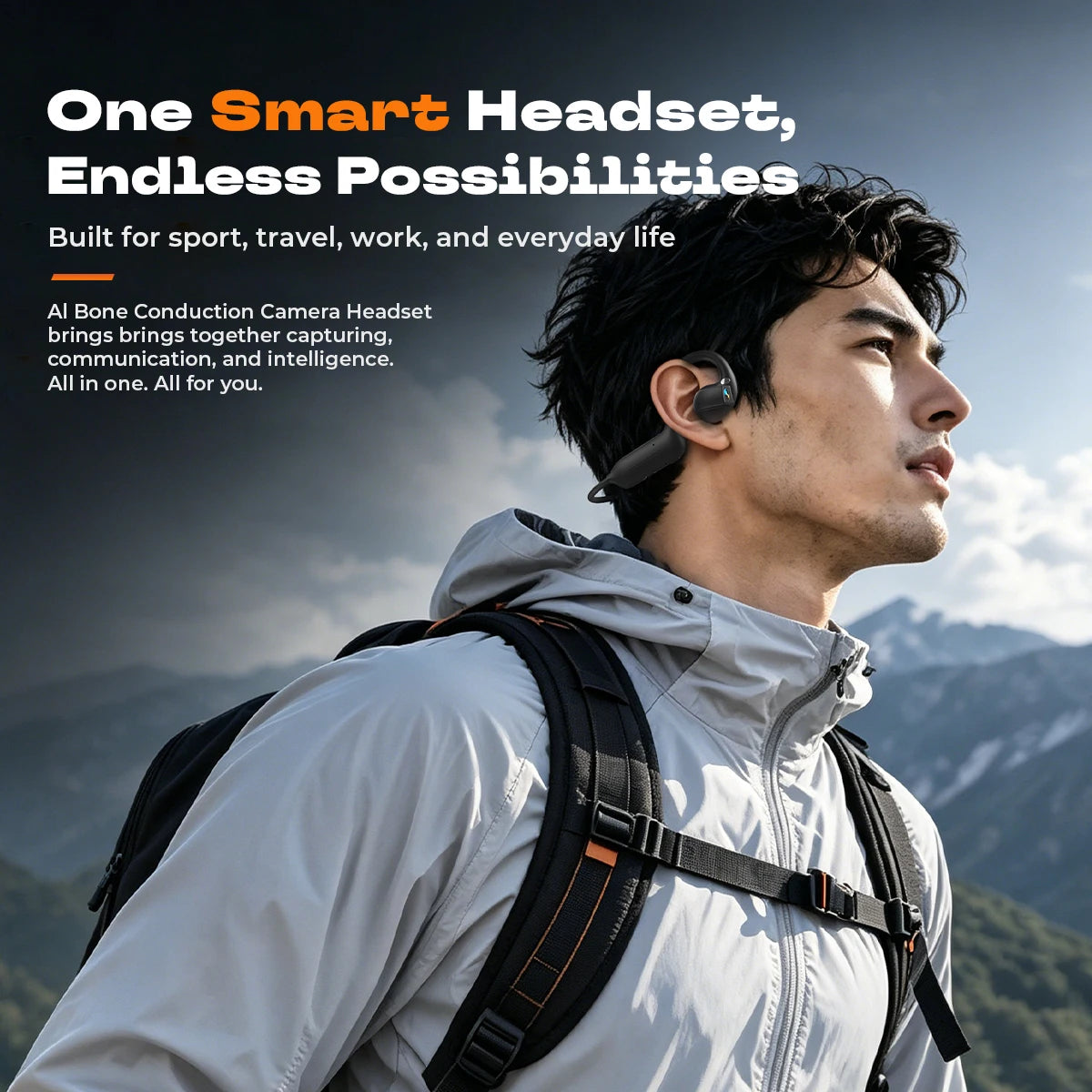 Bone Conduction Bluetooth Earphones 8MP HD Camera  Wireless Earbuds AI Assistant Translation Object Recognition Headphones E12