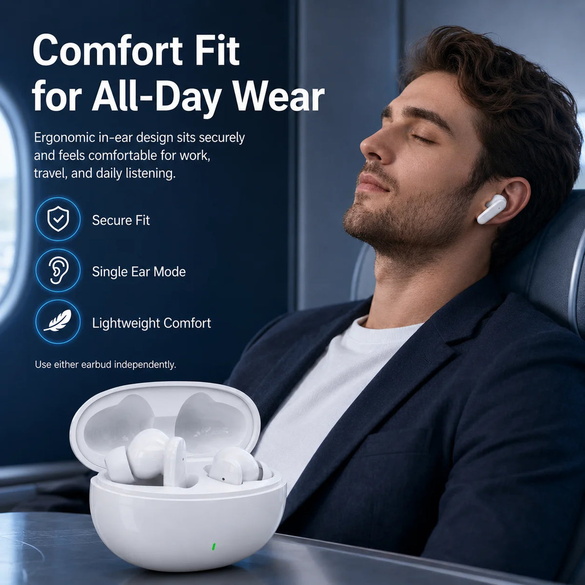 Wireless Earbuds Bluetooth 5.3 with Mic, 13mm Driver, Smart Touch, 24H Playtime, Compatible with Phones Tablets Laptops Headset