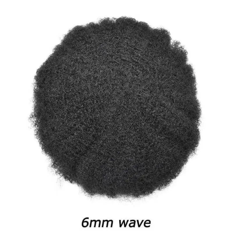 4mm Wave Afro Human Hair Wigs for Men Thin Skin Curly Male Toupee Human Hair PU 0.14cm Man's Wigs Capillary With Knots Natural