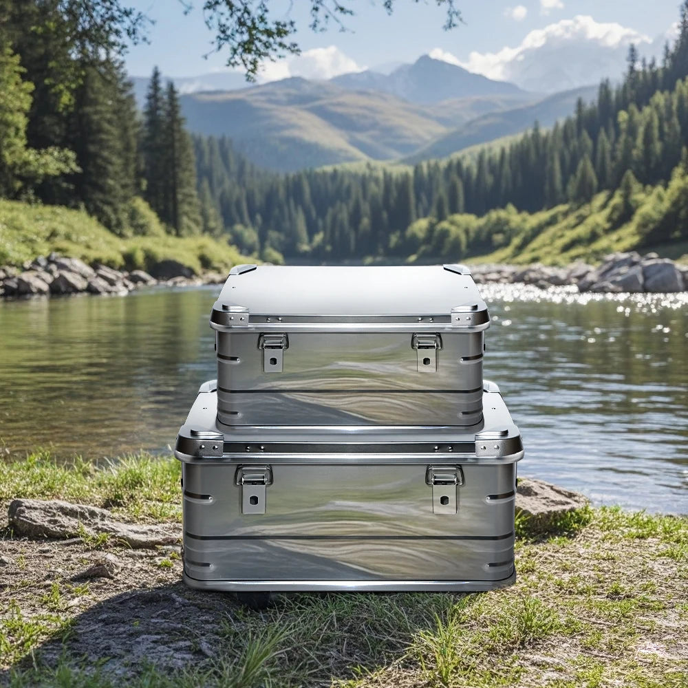 DOTWISE Outdoor Storage Box 30-80L Large Capacity Aluminum Alloy Box For Camping Picnics Travel Home Storage Organization