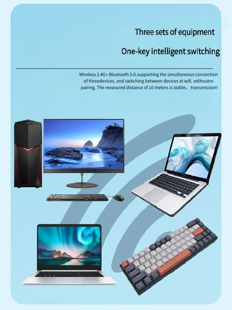 New hot-selling wireless game keyboard, comfortable feel, battery-powered, infinitely stable link, multi-system compatibility.