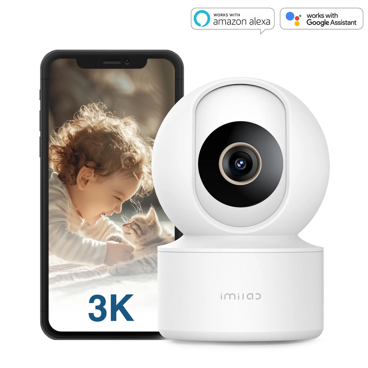 IMILAB C22 3K Security Indoor Camera - 360° View Home Camera with Color Night Vision for Baby/Pet Monitor WiFi6 AI Detection