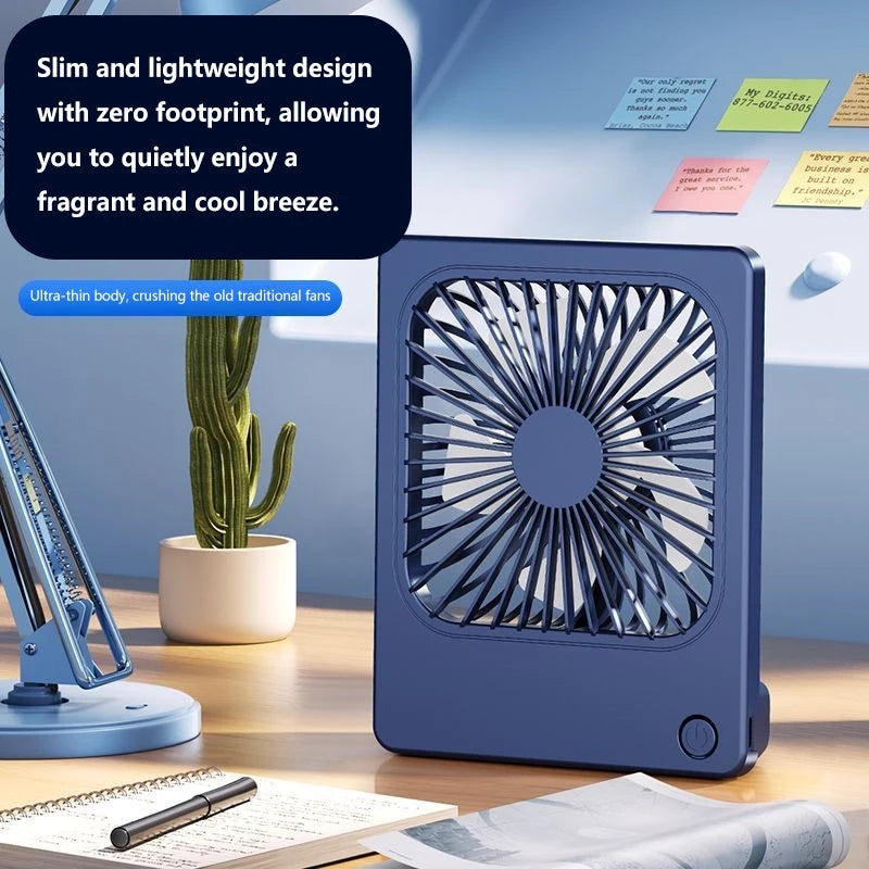 Lenovo Ultra Thin Rechargeable Desktop Fan 3 Speed Portable Mini Table Cooling Fan Type-C Charging for Office Bedroom Travel