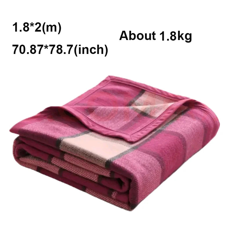 100% Fine Wool Blankets 1.5*2/1.8*2/2*2.3m Warm Comforter Red Wool Blanket Winter Adult Children Camping Sofa Dormitory Bedding