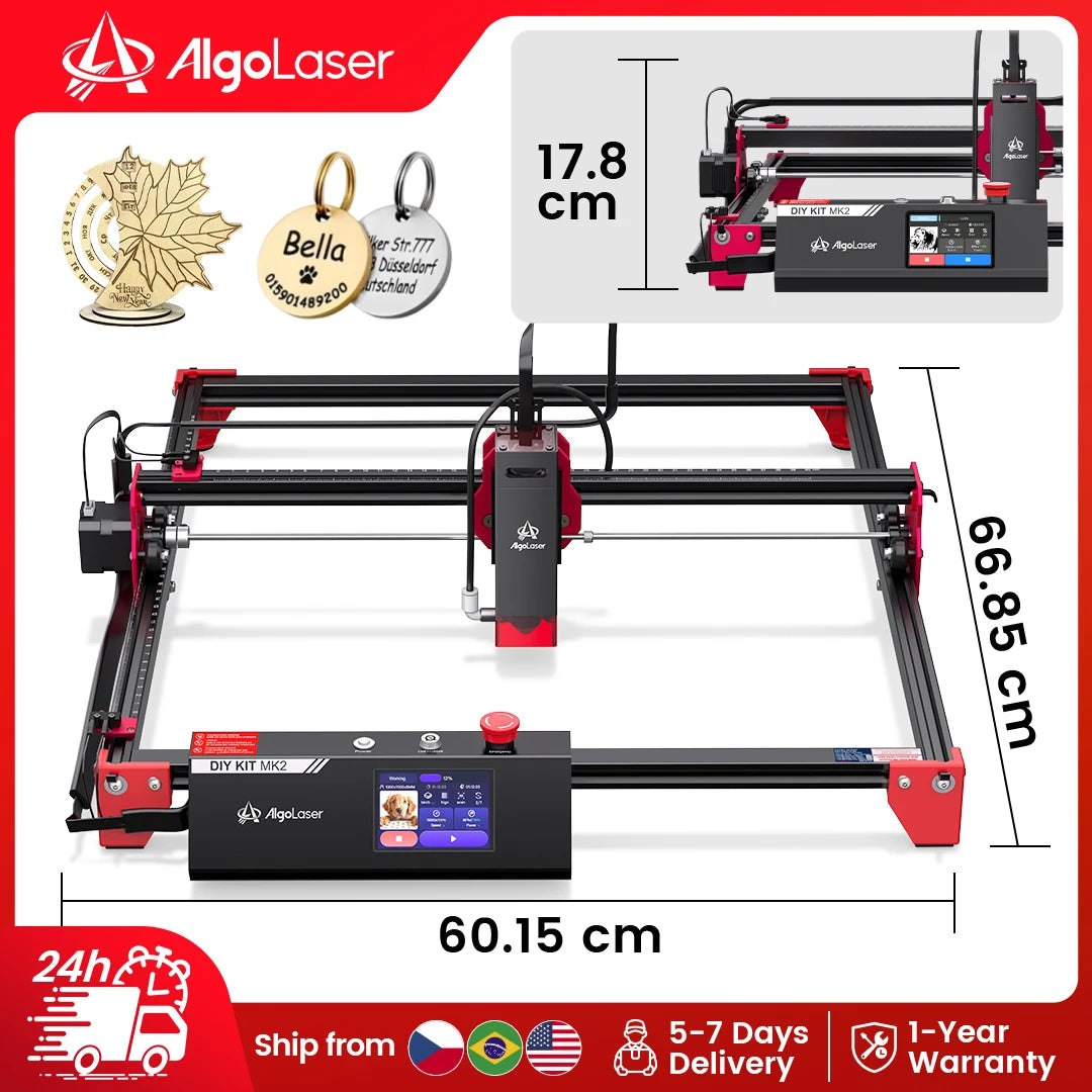 Algolaser DIY KIT MK2 Powerful Laser Engraver Cutter Tools Metal Glass Wifi/PC Wood CNC Lase Engraving Cutting Machine Printer