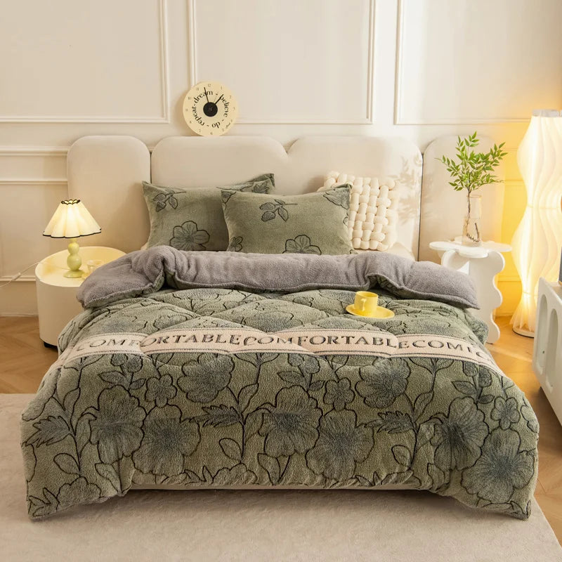 Bohemian Style Thick Warm Winter Blankets for Bed King Queen Size Snowflake Velvet Comforter Floral Pattern Weight Plush Blanket