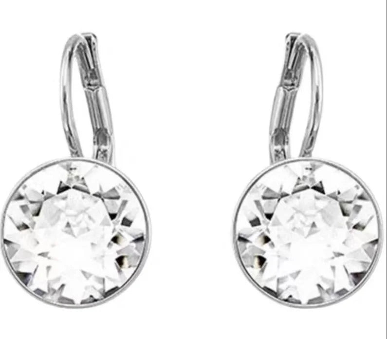 Original white crystal clip earrings, women's fashion trend earrings, jewelry accessories, birthday party gifts