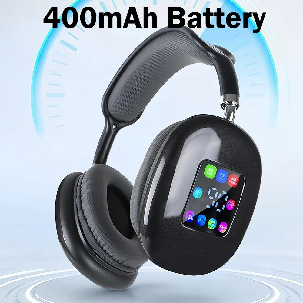 Bluetooth 5.3 Headphones with LED Screen 3.5mm AUX Over Ear Earphones HIFI Stereo Noise Cancelling Wireless Headsets