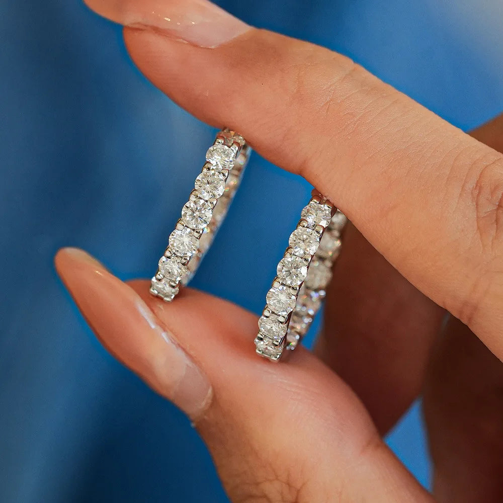 3mm Full Moissanite Hoop Earrings for Women Sparking D Color Lab Diamond 925 Sterling Silver Earring Party Wedding Jewelry Gifts