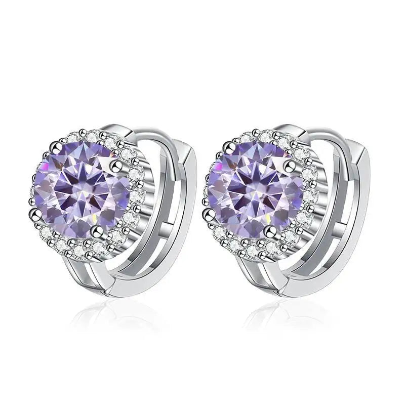 TY 0.5ct 1ct Pink Moissanite Earrings Women S925 Silver Black Blue Green Grey Rainbow Lab Diamond Wedding Studs Earring