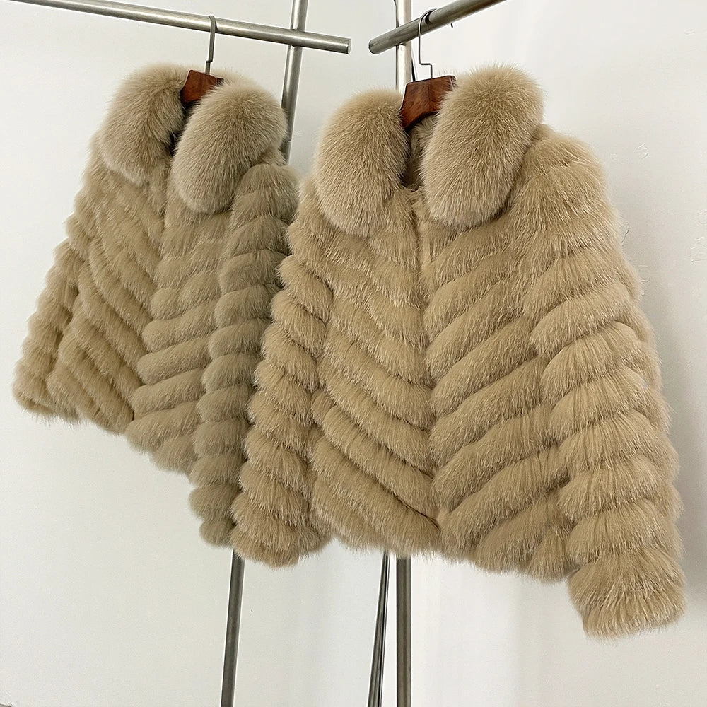 Reality Fur Coat Clothes for Women Real Fur Coat Winter Autumn Fox Fur Jacket Fashion Warm Long Sleeve Streetwear Lady New Style