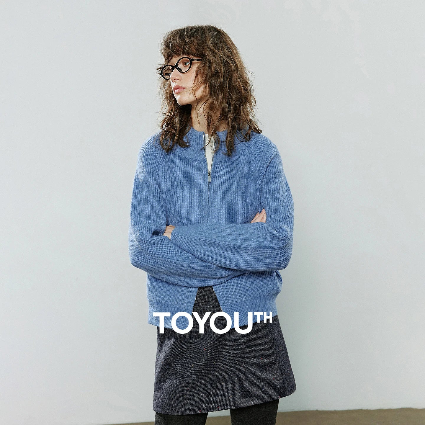 TOYOUTH Women Sweaters 2025 Winter New Zip Half-High Collar Vintage Light Sporty Soft Polar Fleece Cardigan Jacket