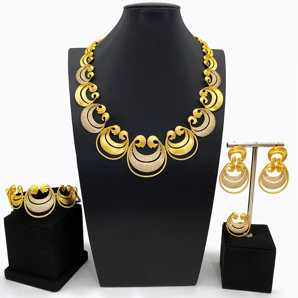 GODKI New Trendy Italy Nigeria 18k Gold Plated Colon Symbol Wedding Jewellery Set Fashion Libya Necklace Jewelry Sets