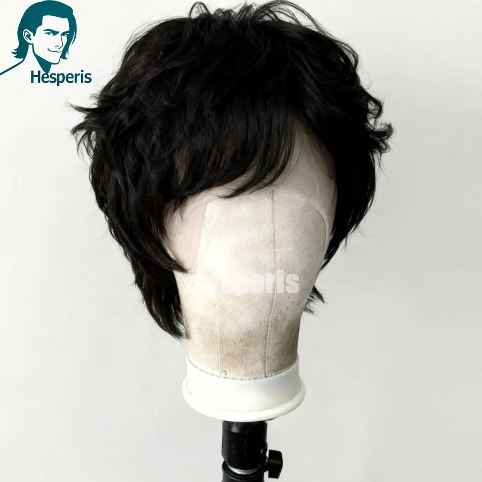 Hesperis Human Hair Fashion Men Wigs With Bang Soft Wave 13X6 Lace Front Wigs For Male Transparent Lace Deep Part Daily Wear Wig