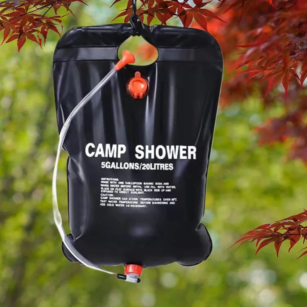 20L Portable Solar Heating Camping Shower Bag Foldable Water Bag for Outdoor Camping Beach Swimming Traveling Hiking Backpacking