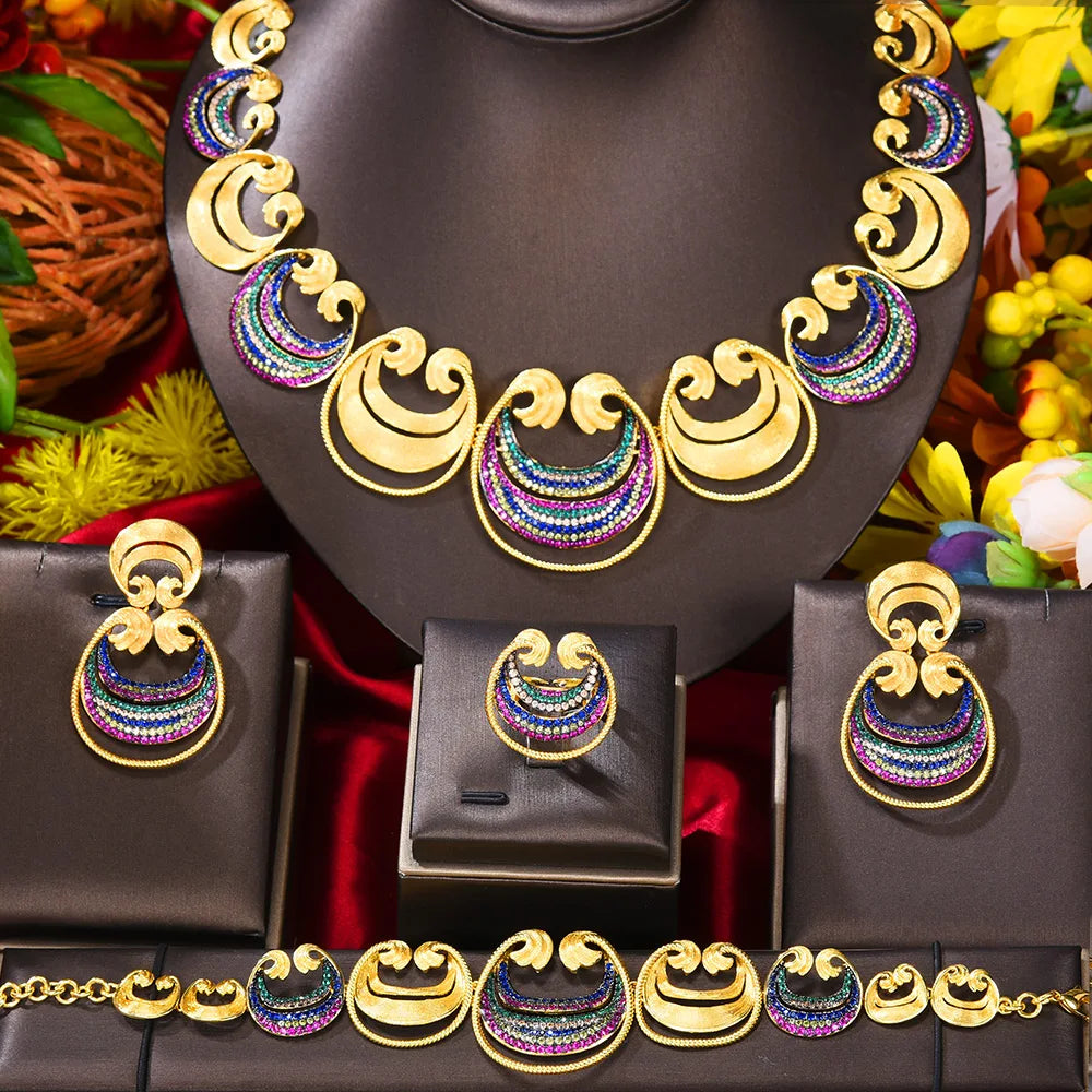 GODKI New Trendy Italy Nigeria 18k Gold Plated Colon Symbol Wedding Jewellery Set Fashion Libya Necklace Jewelry Sets