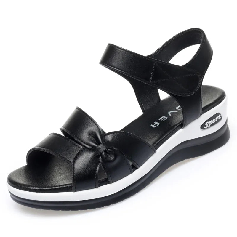 Women's Sandals Summer 2025 Platform Concise Beach Cut-Outs Wedge Heel Women Shoes Offers Dress Peep Toe Black and Brown Shoes