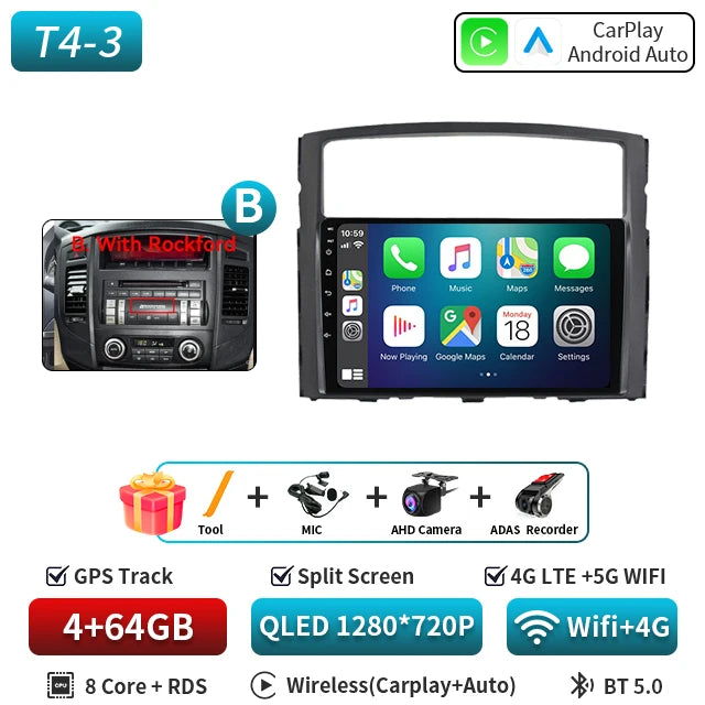 For Mitsubishi Pajero 4 2006-2014 Android Car Radio Automotive Multimedia Player GPS Navigation Carplay Touch Screen Auto Stereo