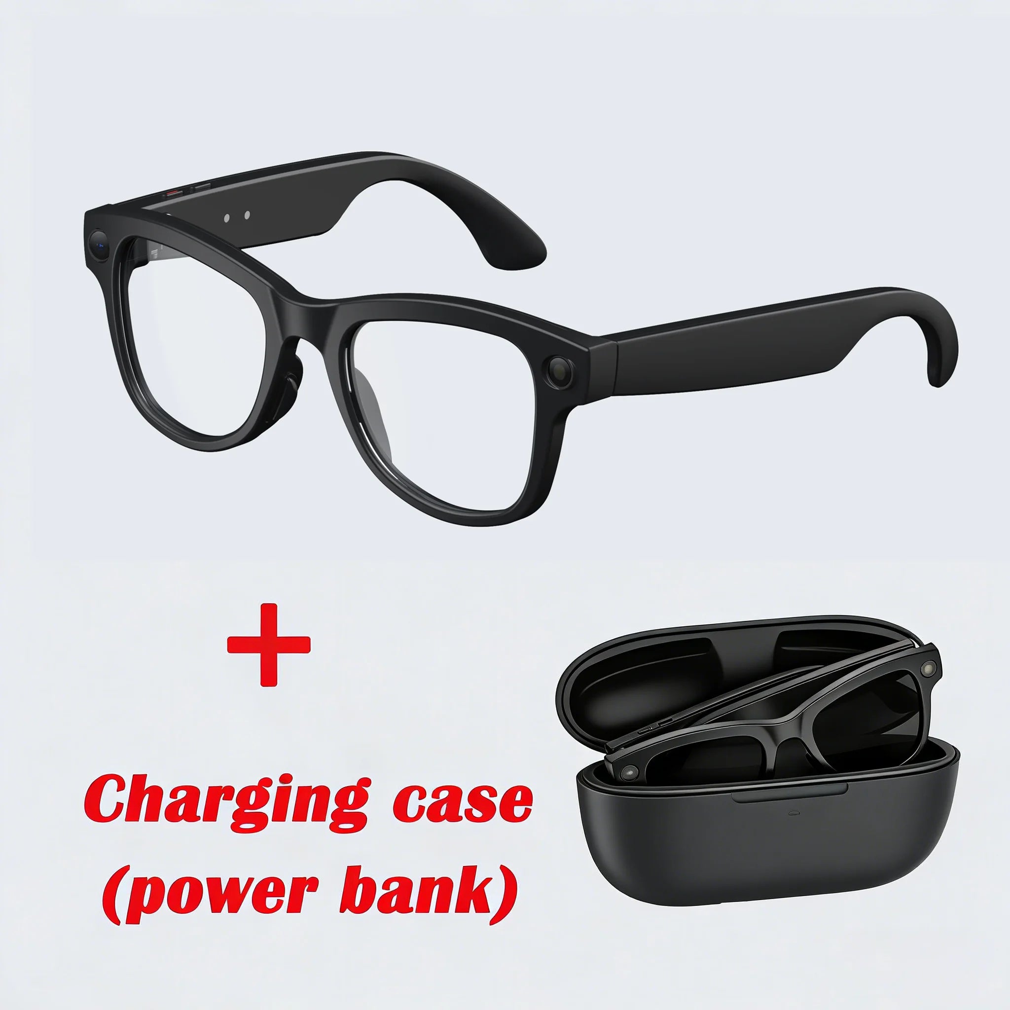 M02 AI Smart Glasses 8MP Camera Video Recording 100+Languages Translation Sunglasses Bluetooth Call Music Play with Charging Box