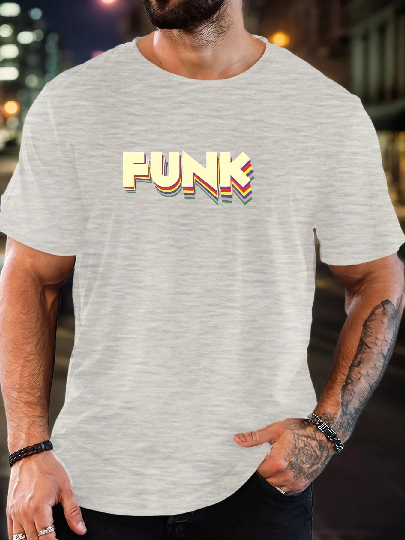 Men's T-Shirt 2025 New Arrival Retro Funk Graphic Vibrant 3D Typography Colorful Print Stylish Top Daily Casual