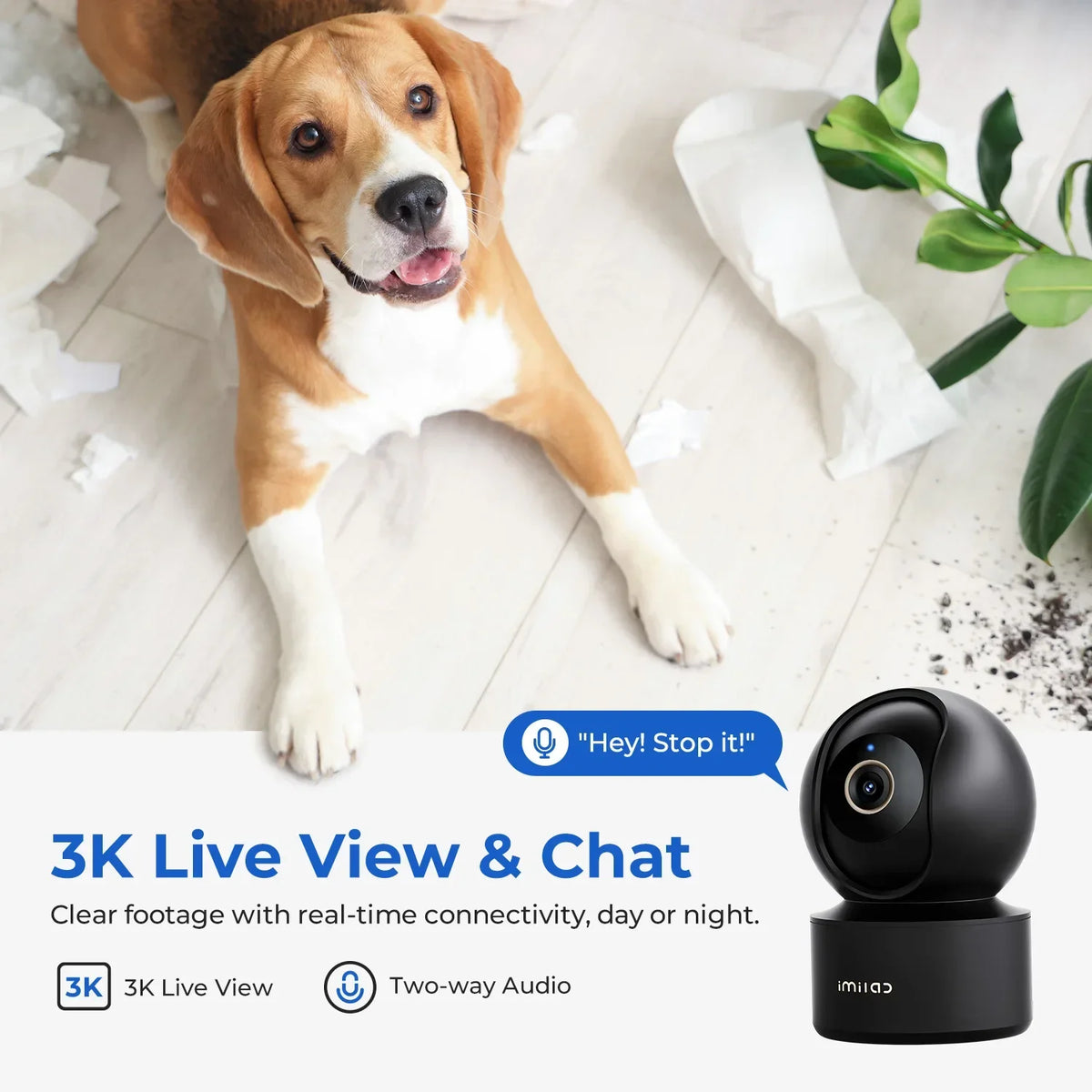 IMILAB C22 3K Security Indoor Camera - 360° View Home Camera with Color Night Vision for Baby/Pet Monitor WiFi6 AI Detection