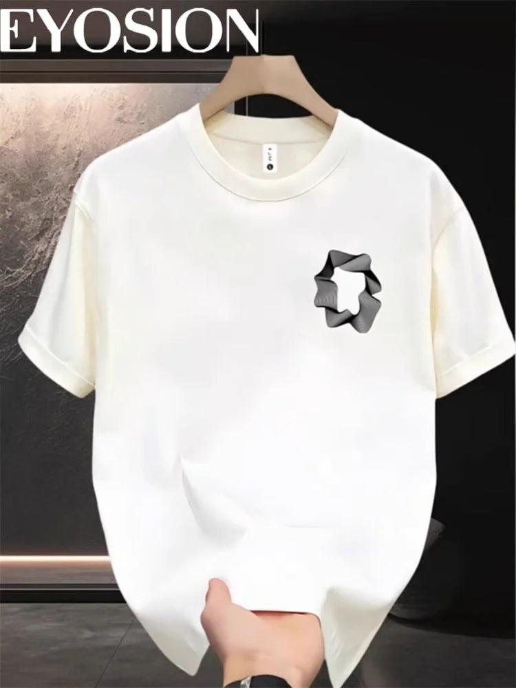 Men T-shirt Summer New Design Geometric Printed Short Sleeved Cotton High Quality Loose Round Neck Half Sleeve Plus Size 4XL