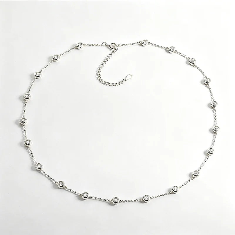Smyoue 18k Plated Marquise Cut Moissanite Tennis Necklace for Women Choker Lab Diamond D Color Chain 925 Sterling Silver Jewelry