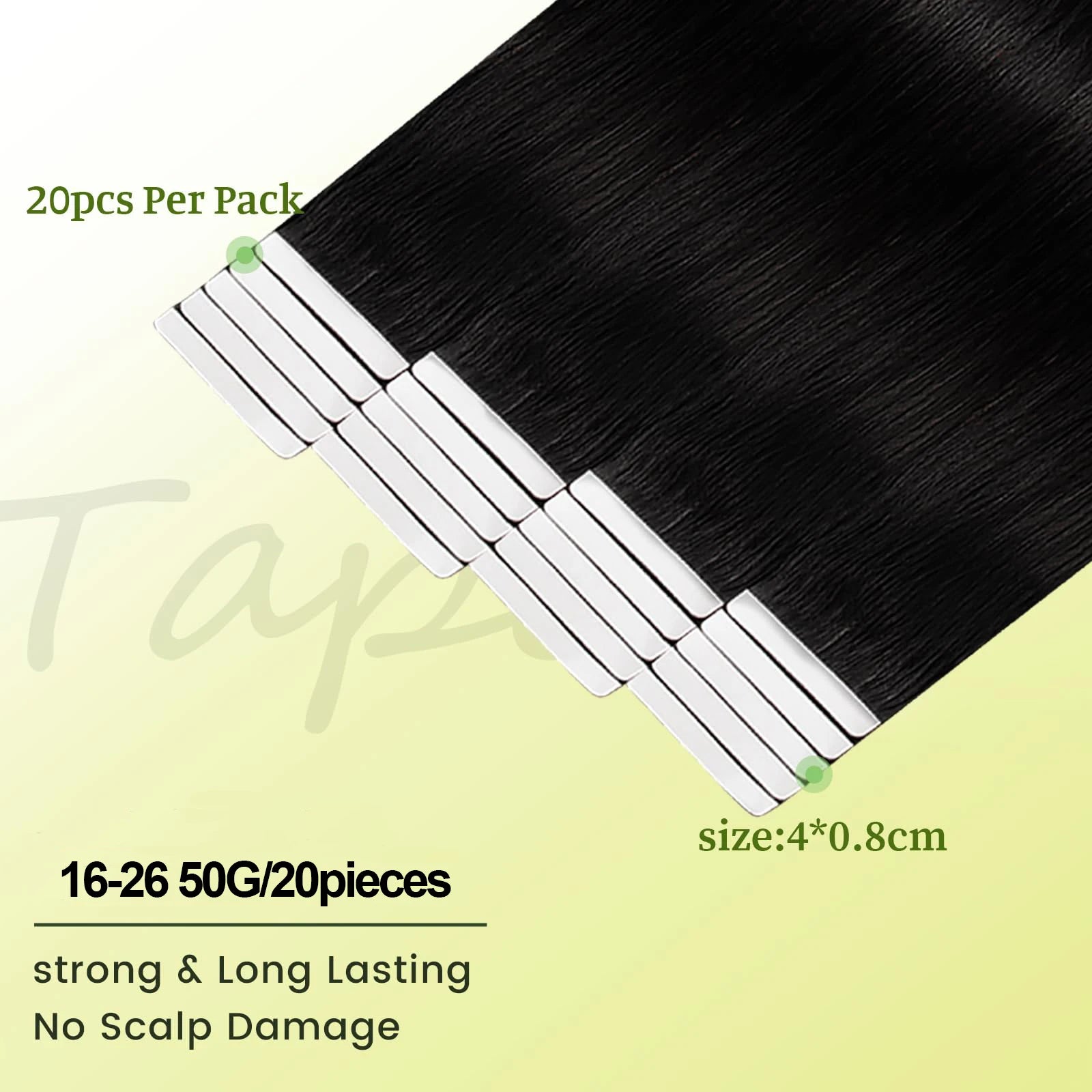 Tape in Hair Extensions Real Human Hair 18 Inches Seamless Straight Invisible Double Sided Tape in Hair Extensions #1B