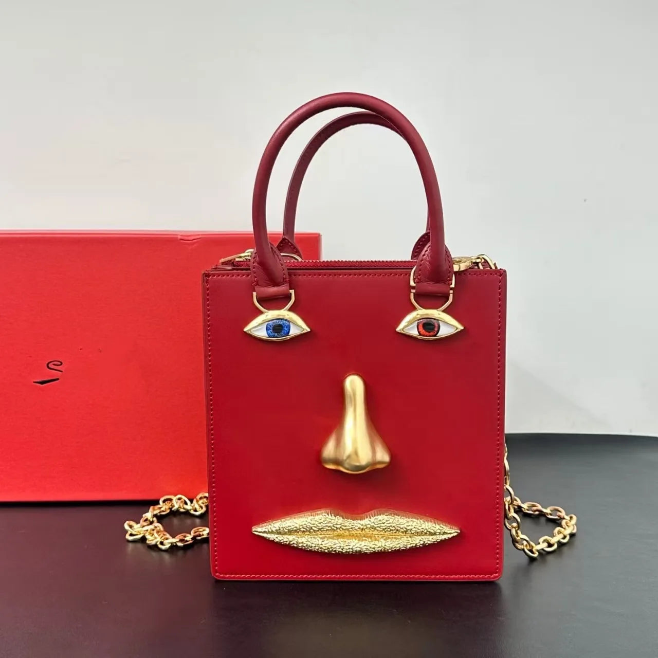 Genuine Leather Real Leather Version of Devil's Eye Deluxe Bag Fashion Designer Pink Yellow Square High Quality Trend Jewelry