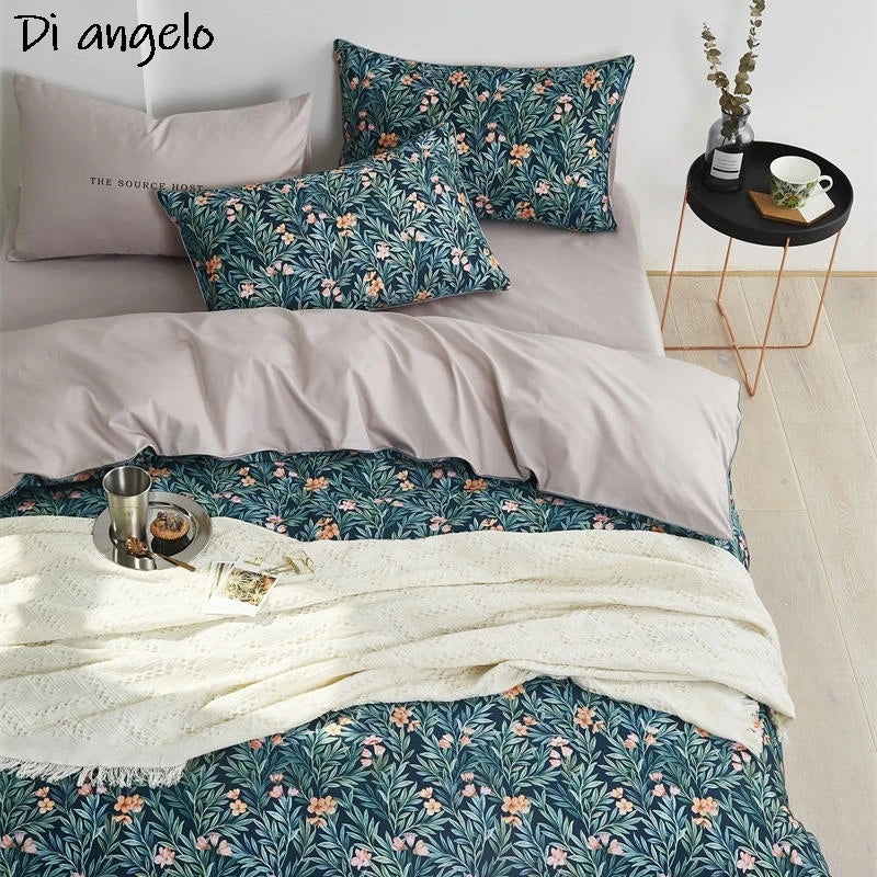 600TC Egyptian Cotton RU Europe RU Double Flower Digital Printing Bedding Sets, Bed Linen Duvet Cover Set Bed Sheet,Pillowcase#/