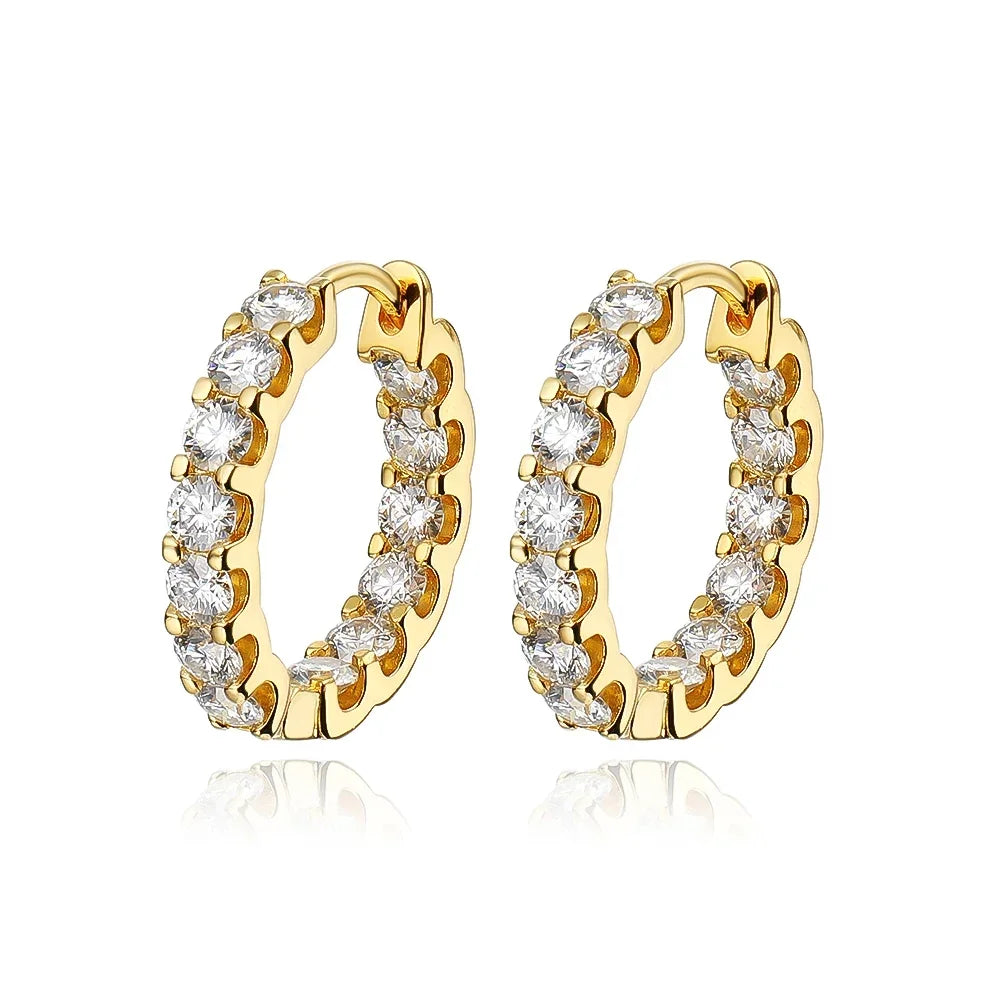 3mm Full Moissanite Hoop Earrings for Women Sparking D Color Lab Diamond 925 Sterling Silver Earring Party Wedding Jewelry Gifts