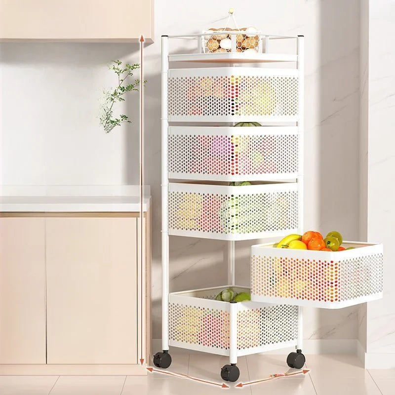 Home Use Rotating Multi-Layer Mobile Storage Ra Frie  Vegetable Fruit Storage elf Kitchen Organization No Installation