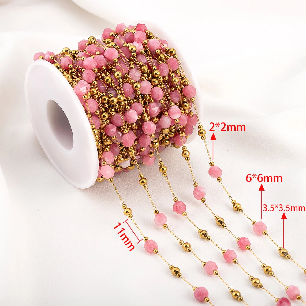 0.5 Meter 1 Meter Stainless Steel Irregular Stone Beaded Chain for DIY Boho Necklaces Handmade Bracelets Jewelry Making Supplies