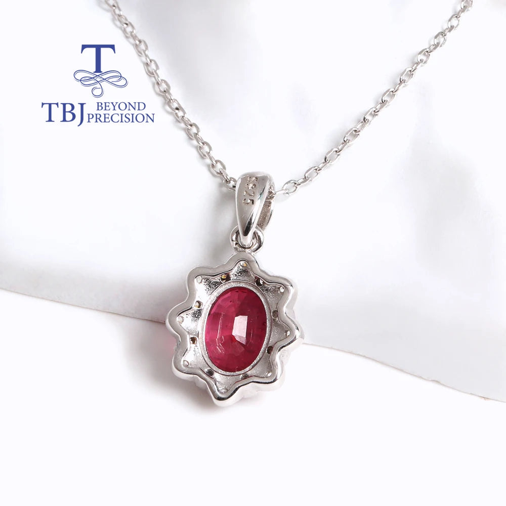 Natural Filled Ruby July Birthstone 925 sterling silver pendant necklace for Women Wedding Banquet Gifts Rare Precious