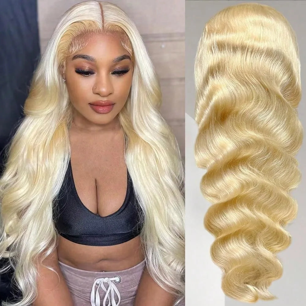 200% 250% Density 613 Blonde Lace Front Wigs Deep Wave Human Hair 13x4 Hd Lace Frontal Wig Pre Plucked Brazilian Ponytail Human Hair Lace Frontal Wig For Women Ready to Wear On Clearance Sale Pre Plucked Wig Party Work