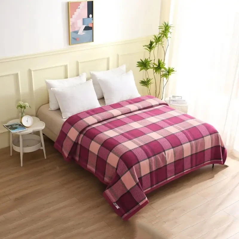 100% Fine Wool Blankets 1.5*2/1.8*2/2*2.3m Warm Comforter Red Wool Blanket Winter Adult Children Camping Sofa Dormitory Bedding