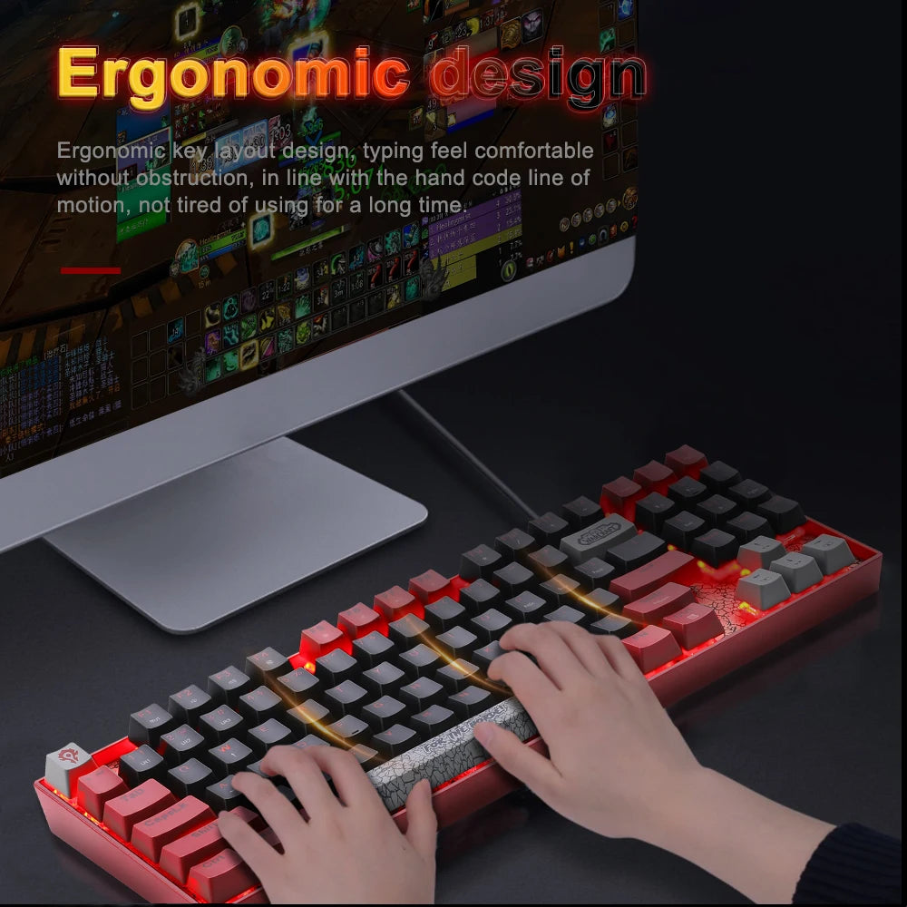 Blizzard YGM1 USB Wired Mechanical Gaming Keyboard 89 Keys detachable cable Gamer for Laptop pc Computer